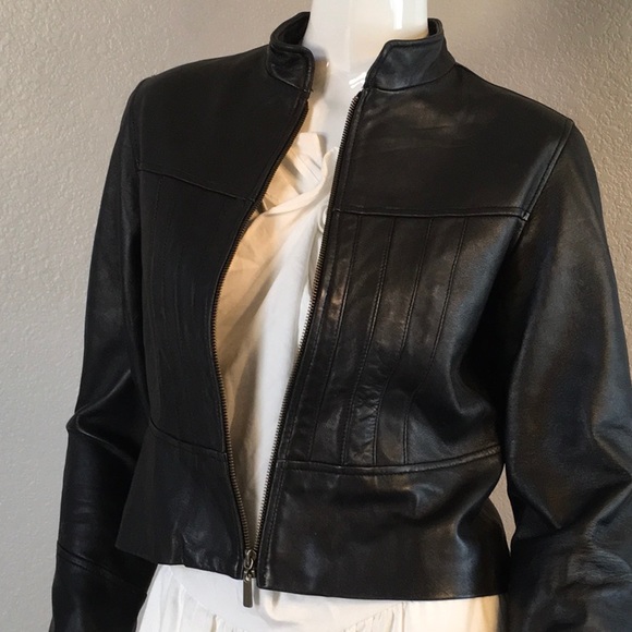 Jackets & Blazers - Black Leather Zip-Front Women's Jacket